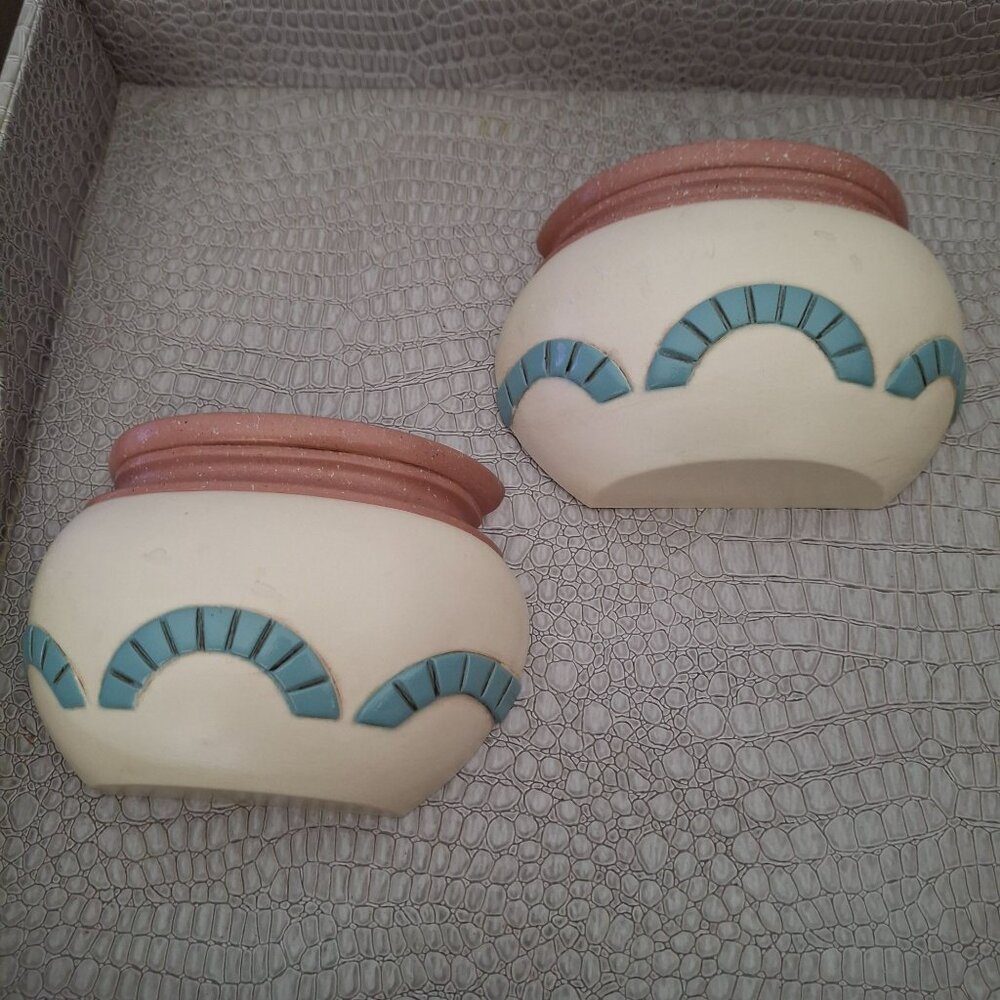 Burwood Products 3251Handcrafted Ceramic Wall Pocket Southwest Vases Set of 2